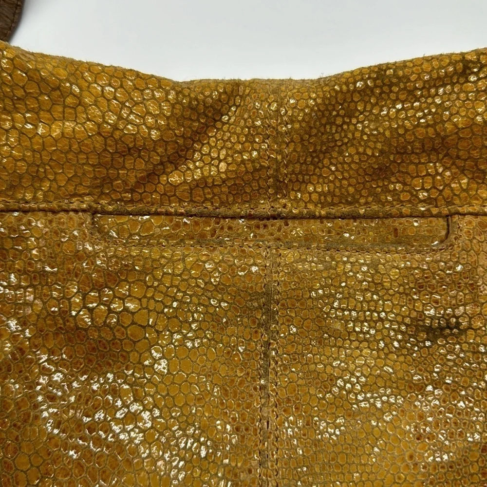Hobo International Gold Yellow Hobo Bag Snakeskin Pattern with Leather Handle